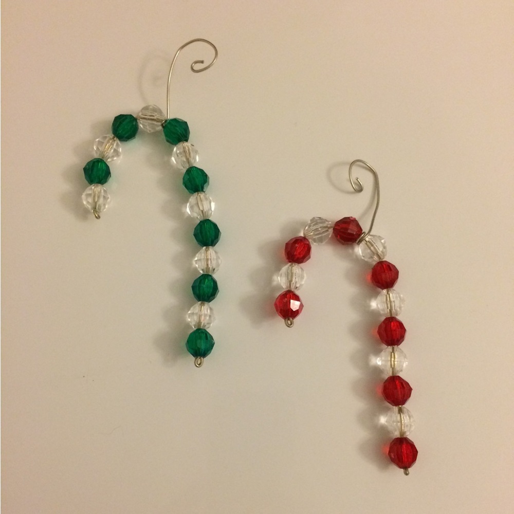 3/$12 New Candy Cane Christmas Ornaments Handmade Beaded Holiday Decorations